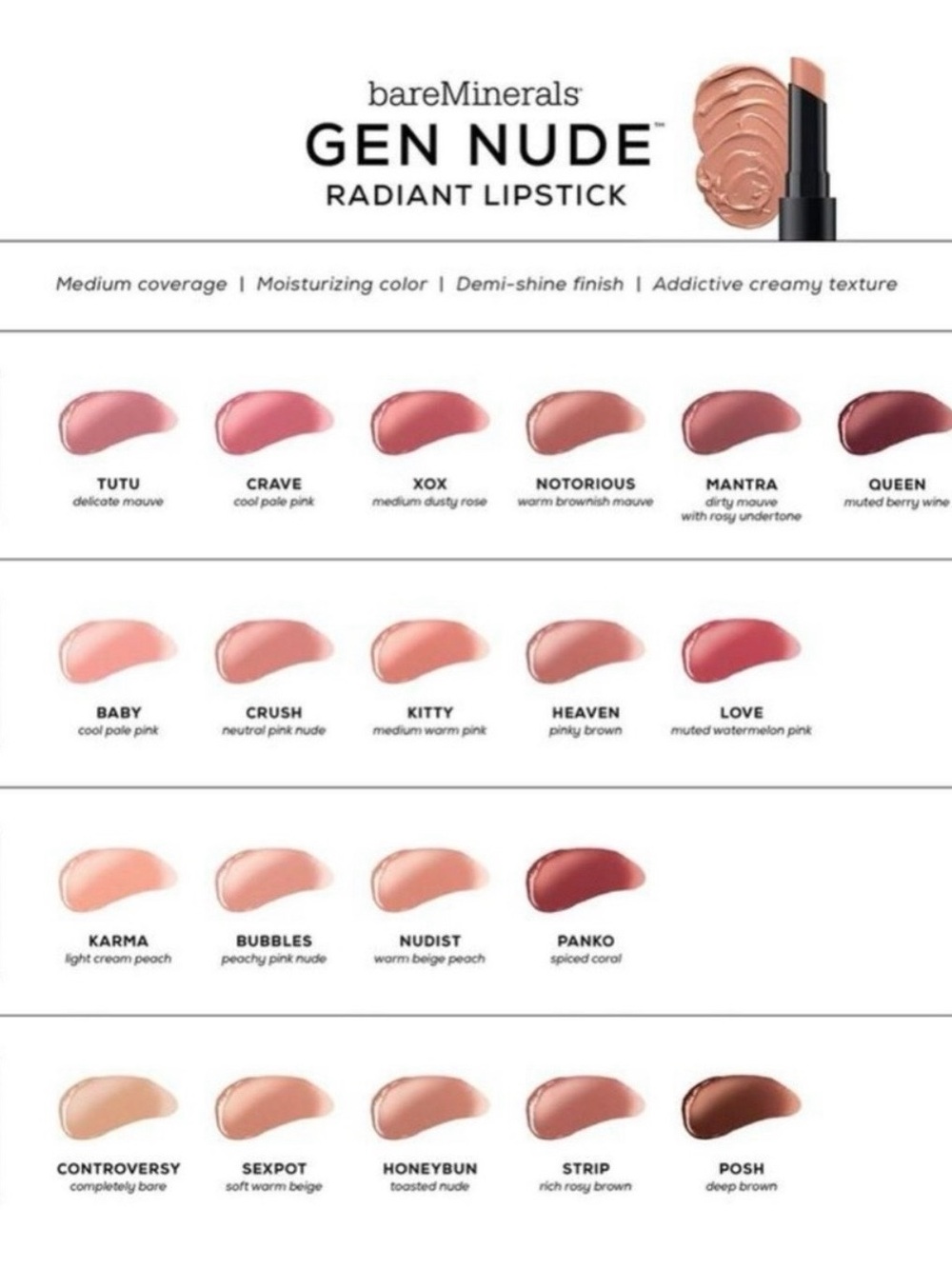 Bare Minerals Gen Nude Radiant Lipstick Notorious NIB - Picture 8 of 8